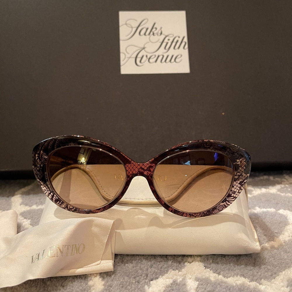 Valentino Sunglasses Brown Lace cat eye
